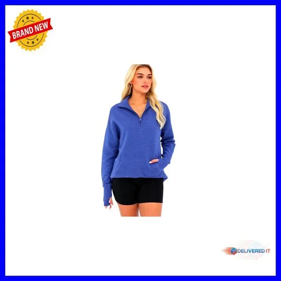 Quarter Zip Pullover Sweater Oversized Loose Fit Rib Knit Chic Casual Winter - Picture 7 of 7